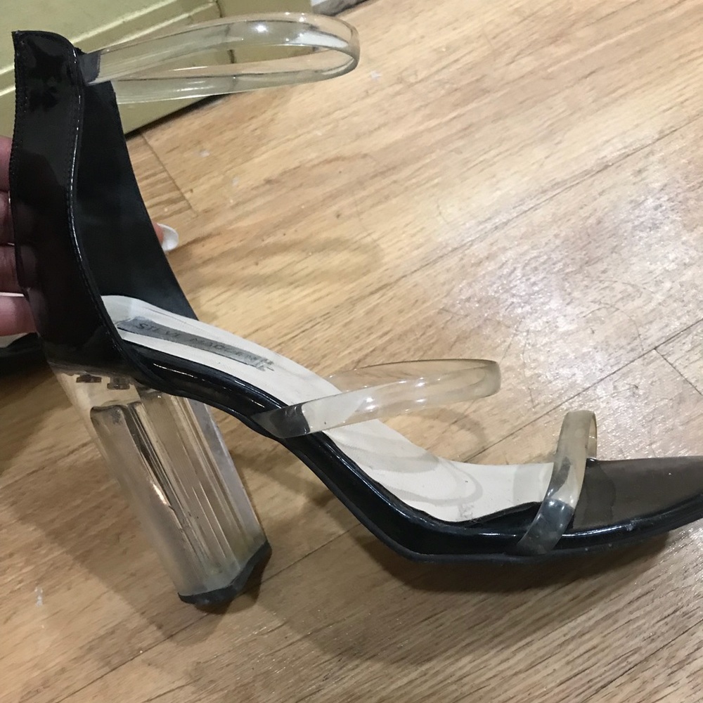 Clear triple strap heel